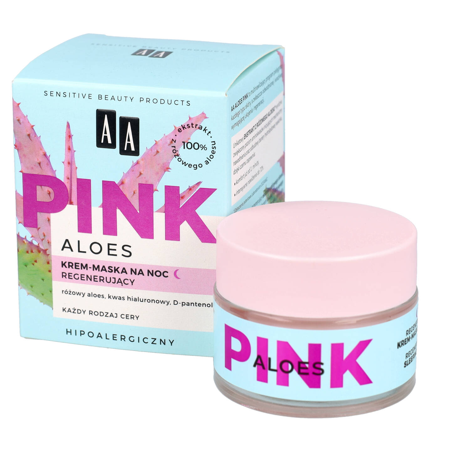 Aa aloes pink - regenerujący krem-maska na noc, 50 ml
