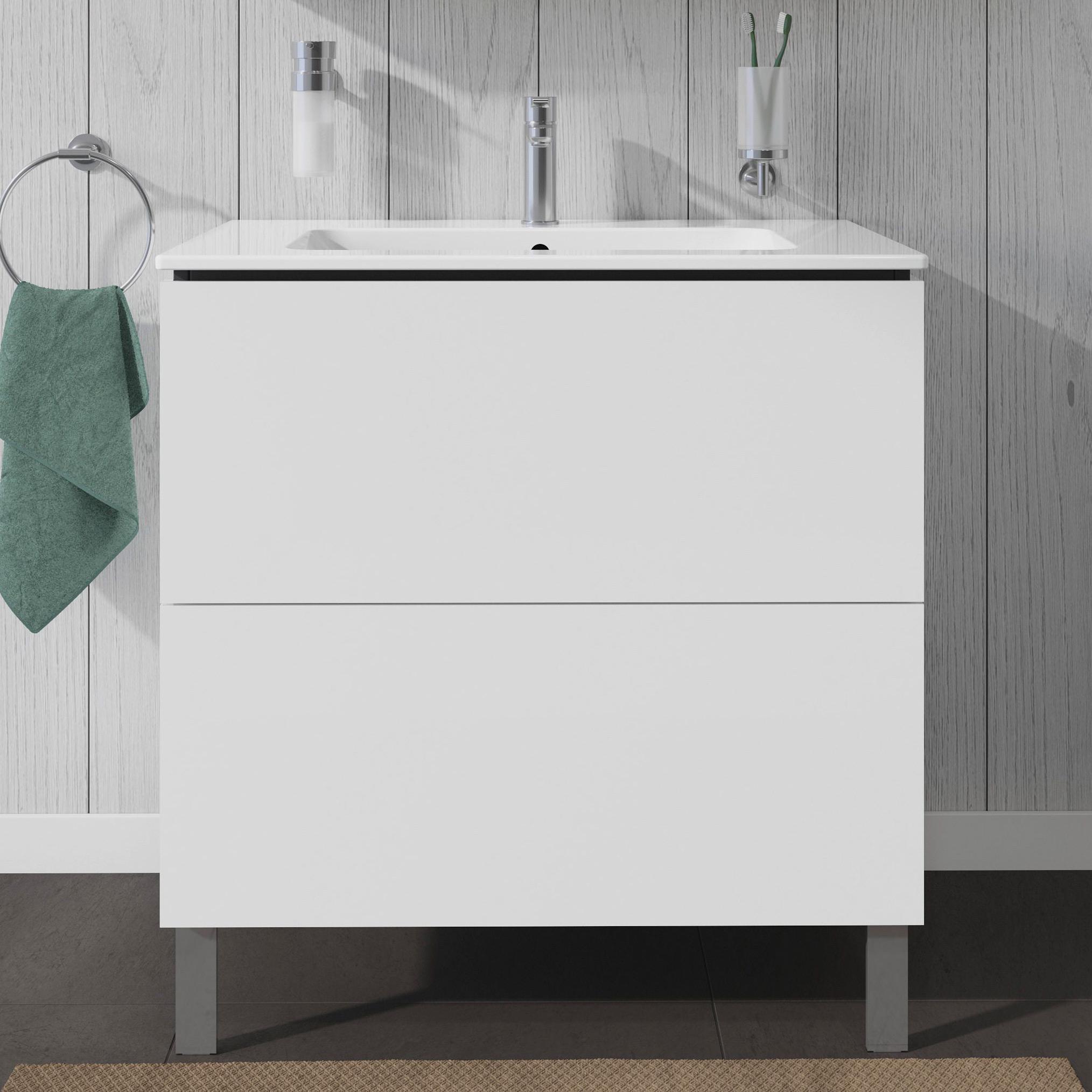 Duravit L-Cube szafka 82 cm podumywalkowa stojąca biały połysk LC662602222