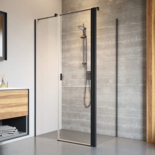 Radaway Nes 8 Black KDS II ścianka prysznicowa 80 cm boczna czarny mat/szkło przezroczyste 10080080-54-01