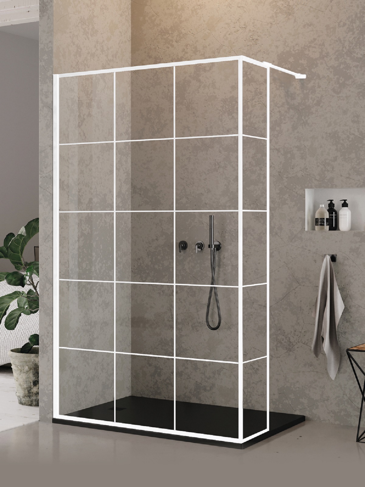 New Trendy New Modus White ścianka prysznicowa walk-in 30 cm biały mat/szkło ze wzorem EXK-2246 - Wysyłka w 24h