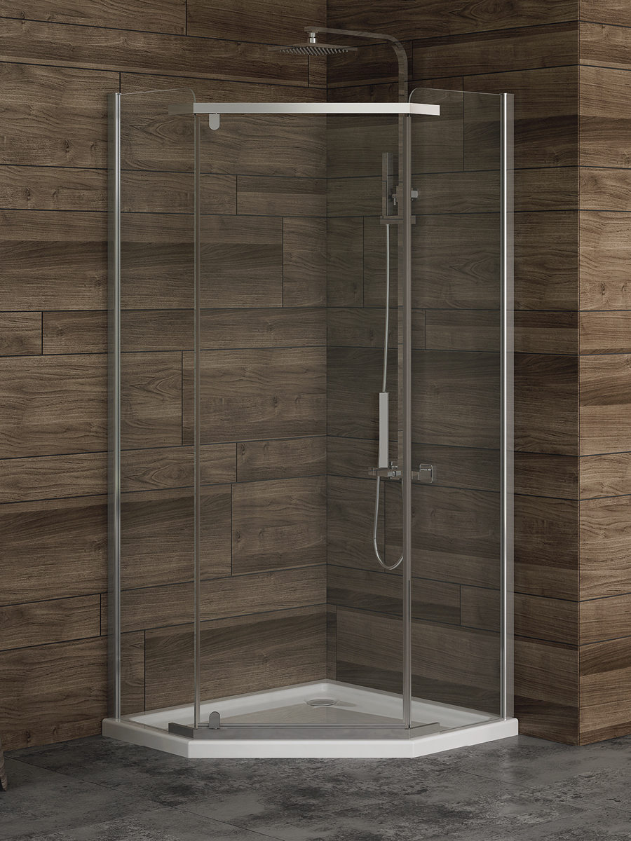 New Trendy New Komfort kabina prysznicowa 100x80 cm pięciokątna chrom/szkło przezroczyste K-0809