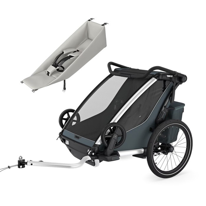 Thule Chariot Cross wersja 2 double - przyczepka dla jednego lub dwójki dzieci + leżaczek niemowlęcy-Dark Slate