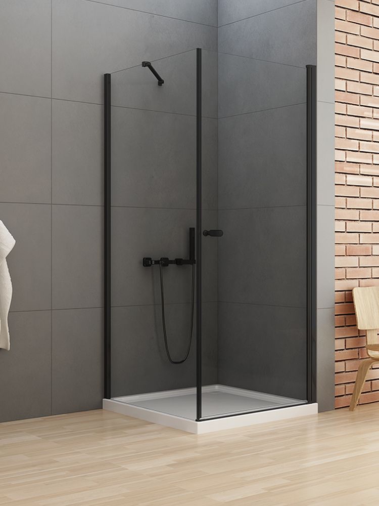 Darmowa Dostawa - Kabina prysznicowa 90x90 cm kwadratowa czarny mat/szkło przezroczyste New Trendy New Soleo Black D0231A/D0115B