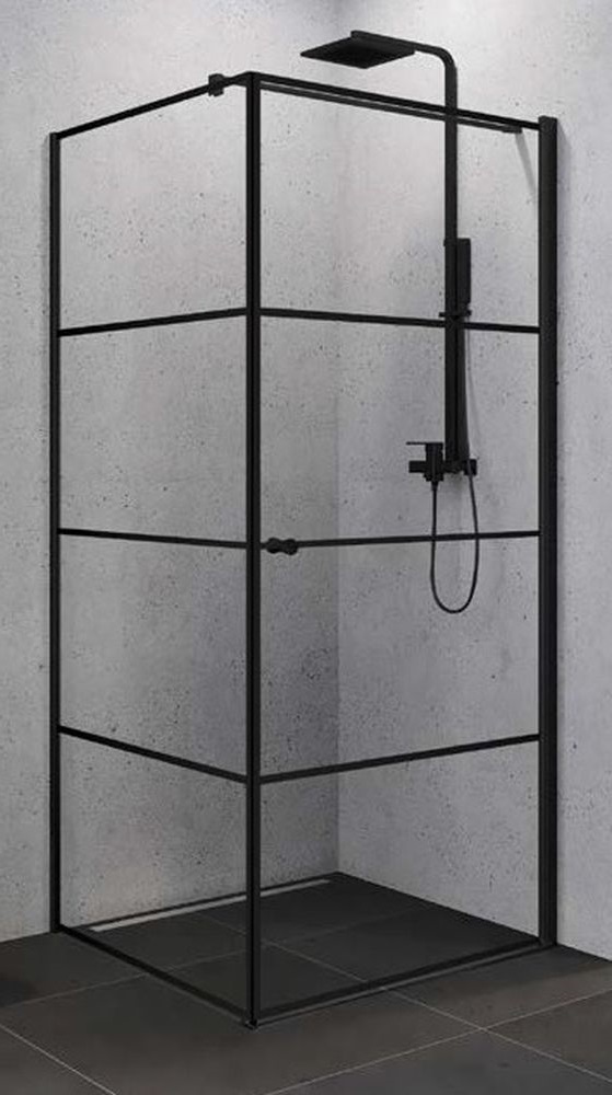 Darmowa Dostawa - Kabina prysznicowa 90x90 cm kwadratowa czarny mat/szkło ze wzorem New Trendy Superia Black K0604