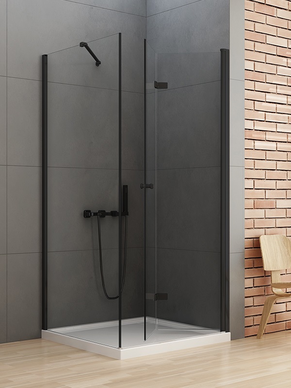 Darmowa Dostawa - Kabina prysznicowa 90x90 cm kwadratowa czarny mat/szkło przezroczyste New Trendy New Soleo Black D0239A/D0115B
