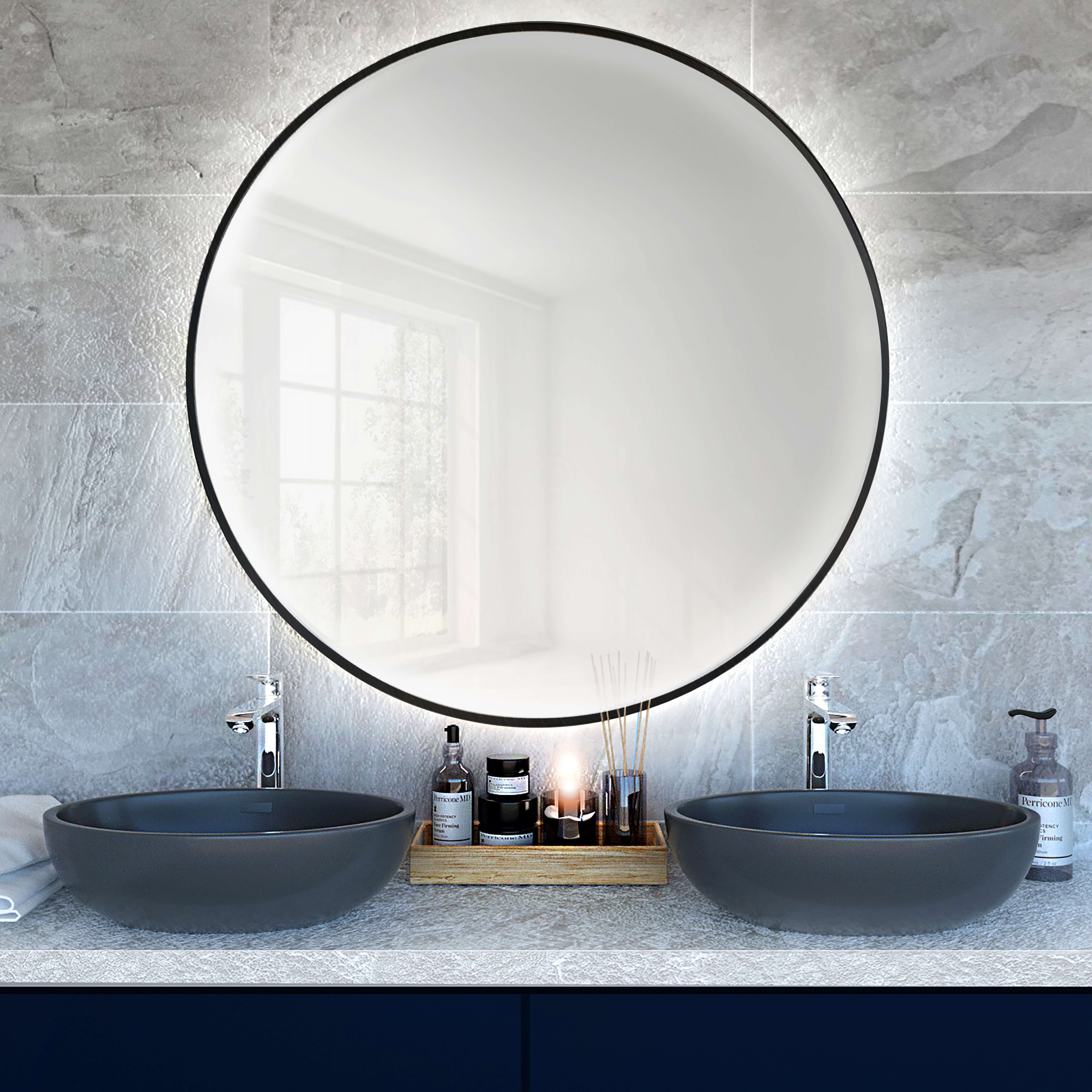 Darmowa Dostawa - Lustro 70x70 cm okrągłe z oświetleniem czarny Baltica Design Bright 5904107900179