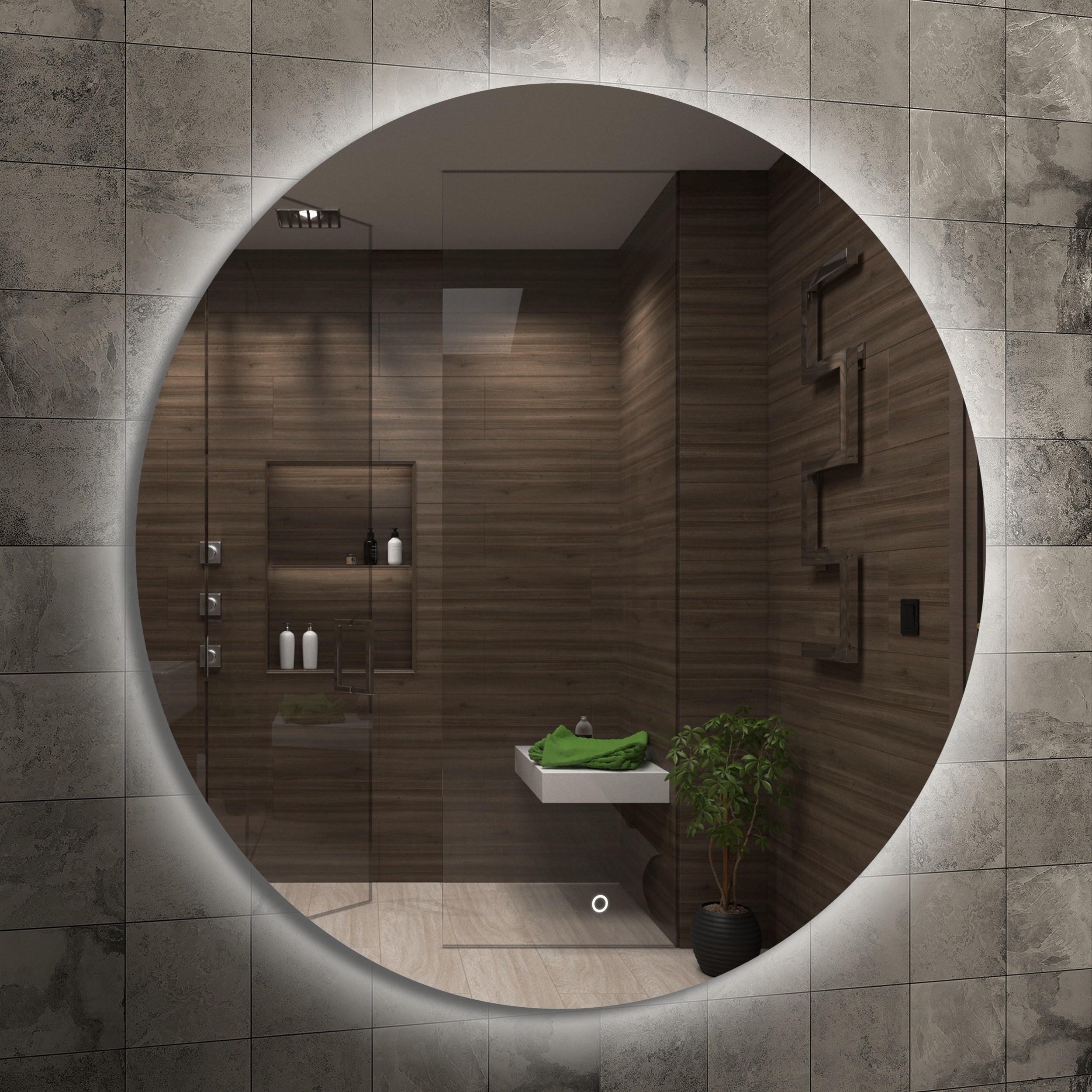 Darmowa Dostawa - Lustro 50x50 cm okrągłe z oświetleniem Venti Koło Led 5905951180212