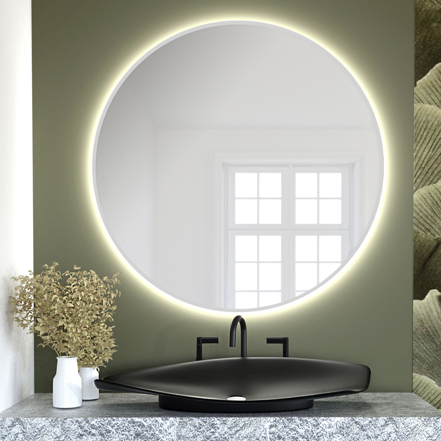 Darmowa Dostawa - Lustro 70x70 cm okrągłe z oświetleniem biały Baltica Design Bright 5904107900124