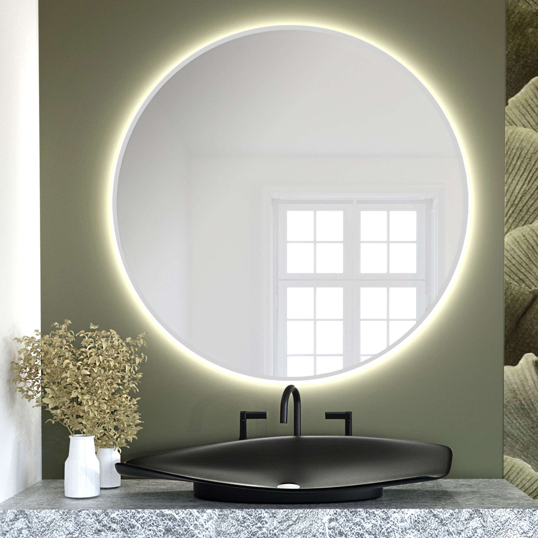 Darmowa Dostawa - Lustro 100x100 cm okrągłe z oświetleniem biały Baltica Design Bright 5904107900483