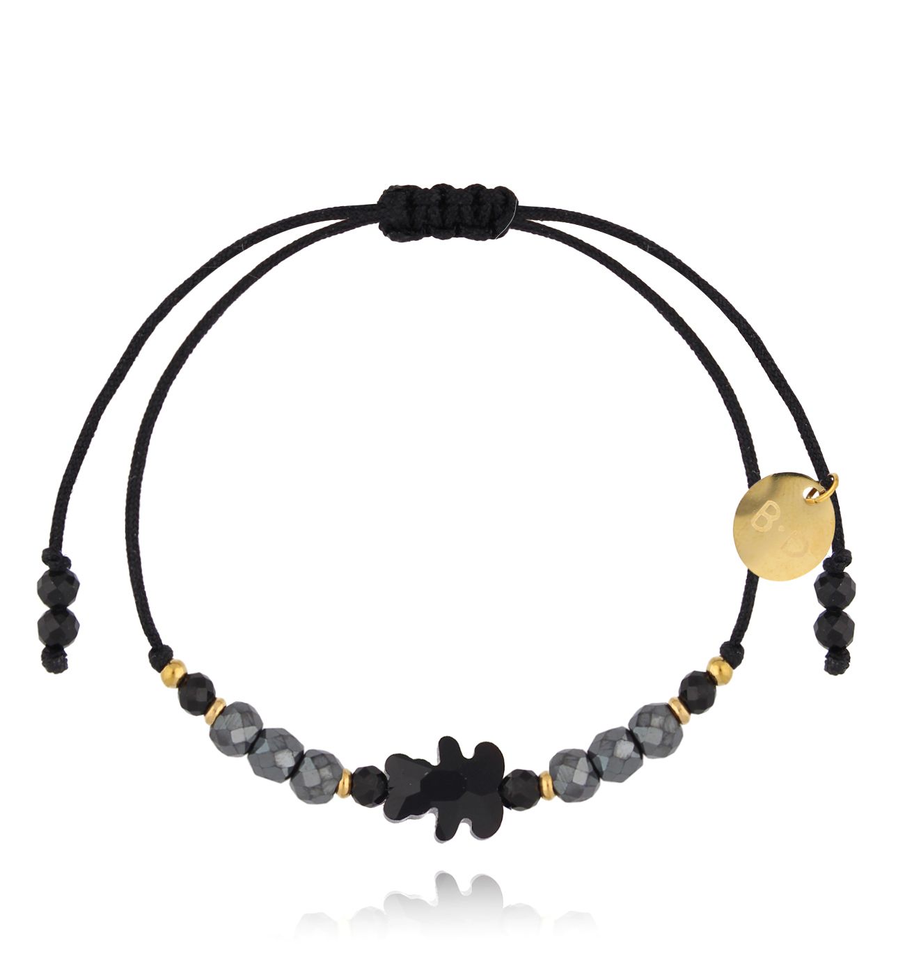 Bransoletka z czarnym misiem i hematytami Black Bear BMT0192 - By Dziubeka