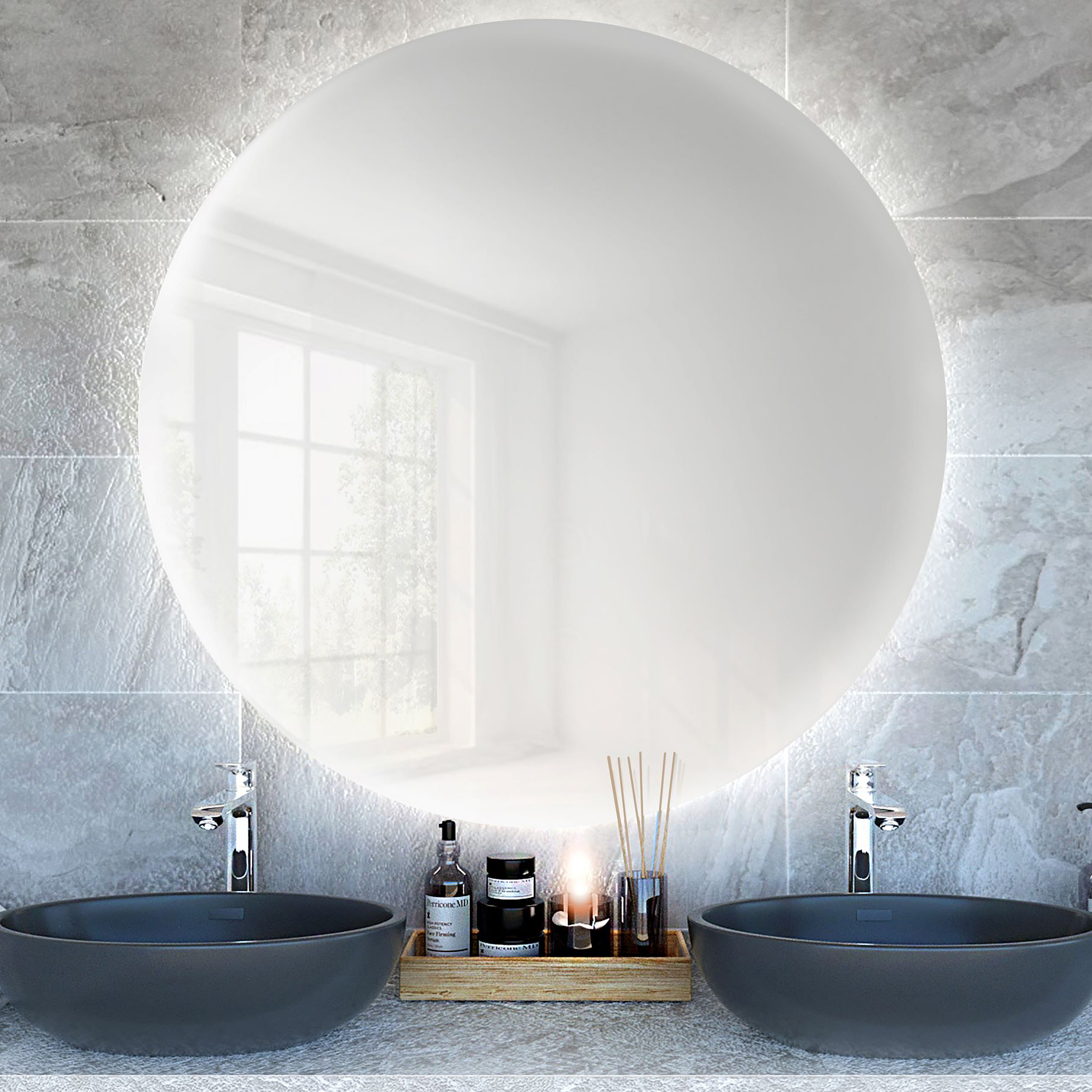 Baltica Design Bright lustro 90 cm okrągłe z oświetleniem LED barwa zimna