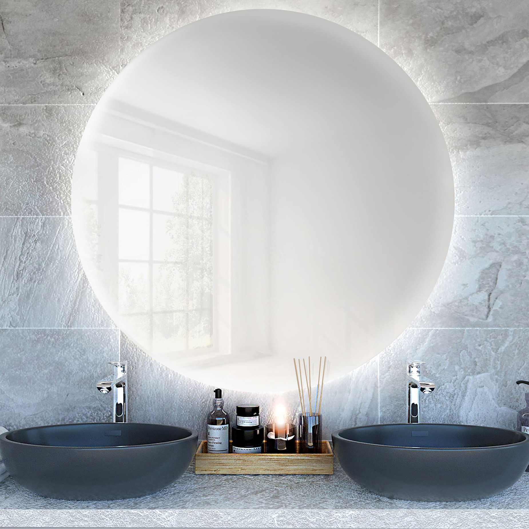 Baltica Design Bright lustro 60 cm okrągłe z oświetleniem LED barwa zimna