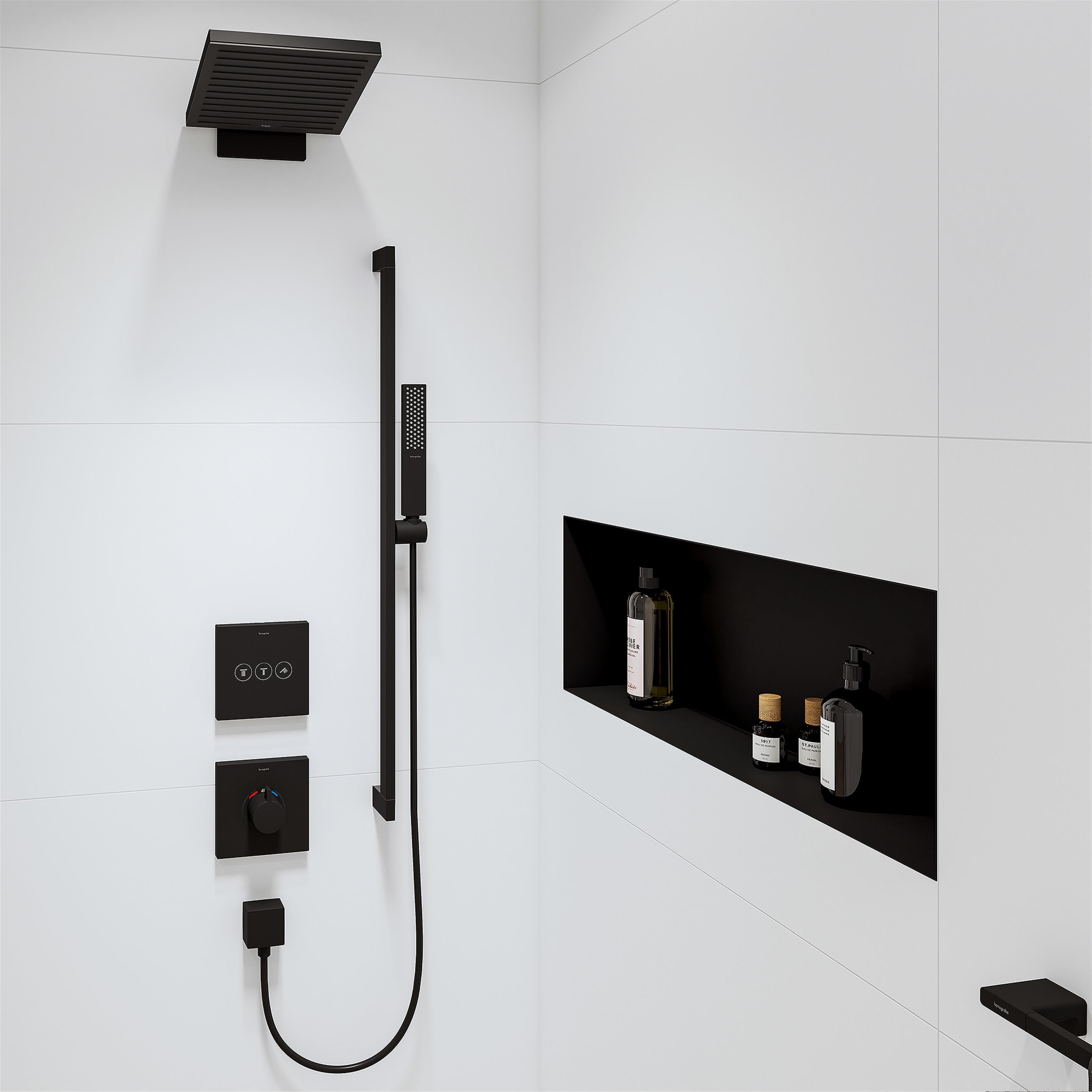 Hansgrohe Pulsify E zestaw prysznicowy ścienny czarny mat 24381670