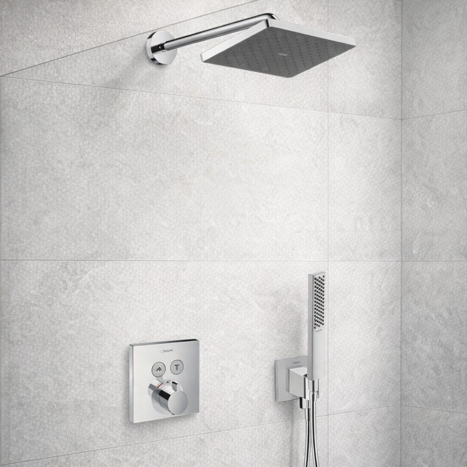Hansgrohe ShowerSelect zestaw prysznicowy podtynkowy termostatyczny z deszczownicą chrom (28737000, 27413000, 15763000, 01800180, ... - Wysyłka w 24h