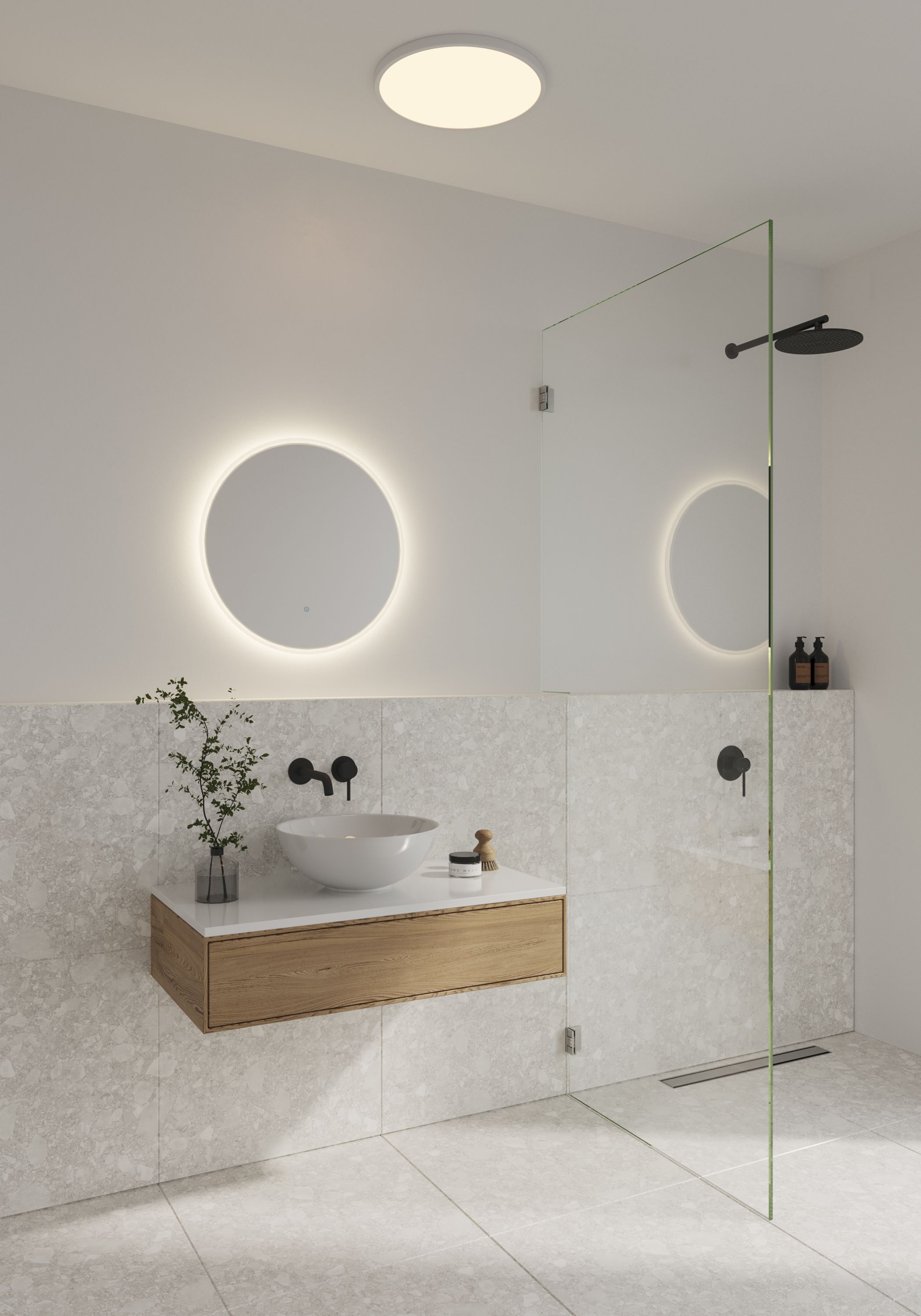 Nordlux Dovina lustro 60x60 cm okrągłe z oświetleniem biały 2310251000