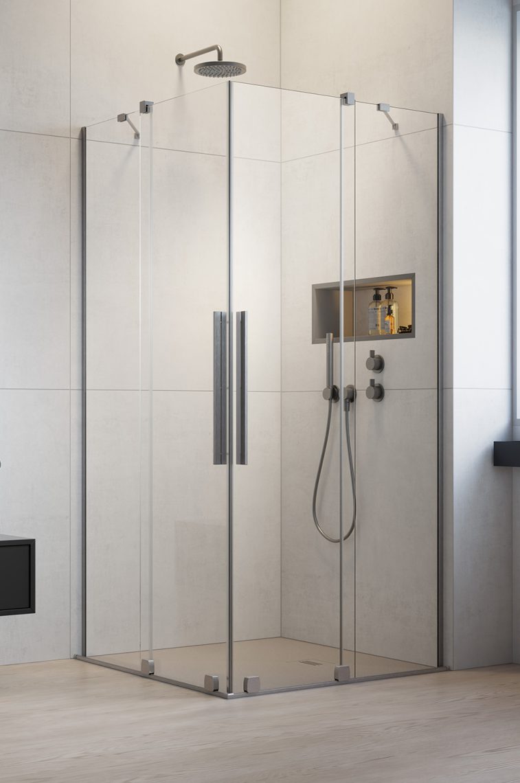 Radaway Furo Brushed Nickel KDD kabina prysznicowa część prawa 90x90 cm kwadratowa nikiel szczotkowany/szkło przezroczyste ...