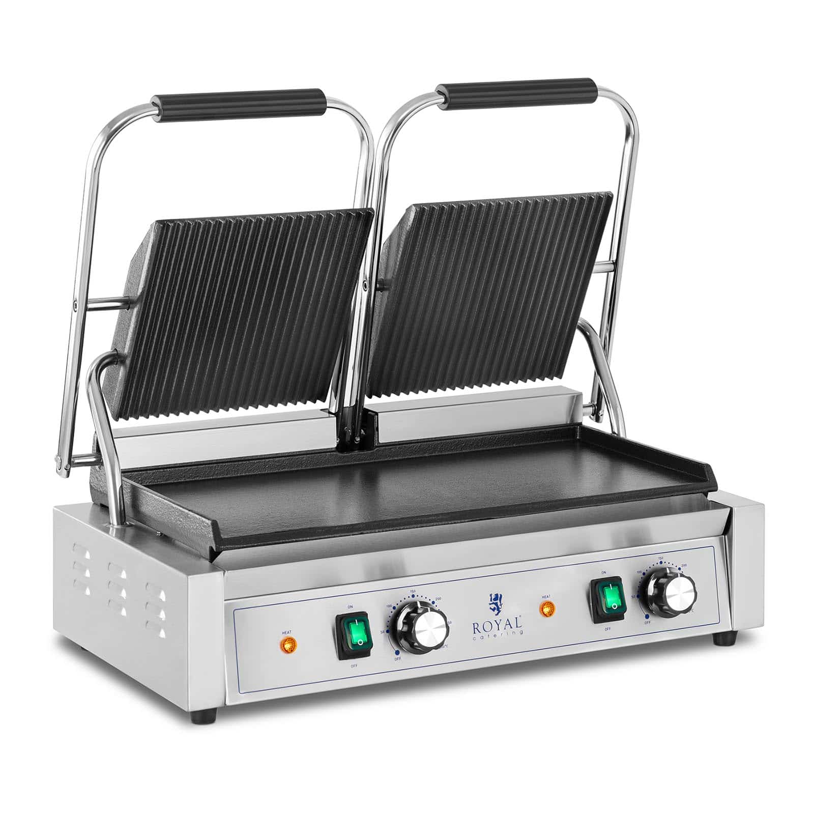 Podwójny grill kontaktowy gładko-ryflowany 3600W | RCPKG-3600-M