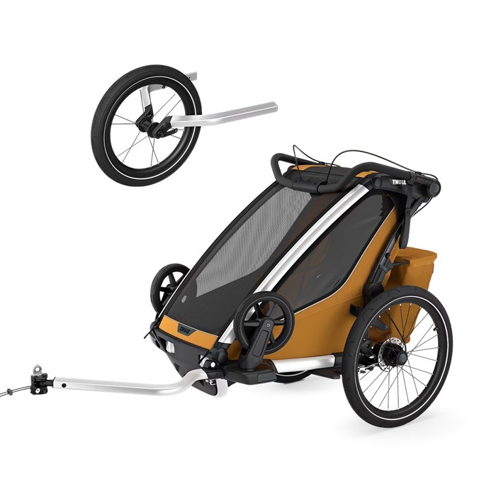 Thule Chariot Sport wersja 2 single - przyczepka rowerowa dla jednego dziecka + zestaw do joggingu-Natural Gold