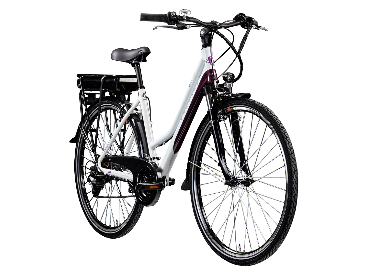 Zündapp Rower trekkingowy elektryczny »Z802 700c«, 28 cali Damski, biały/fioletowy
