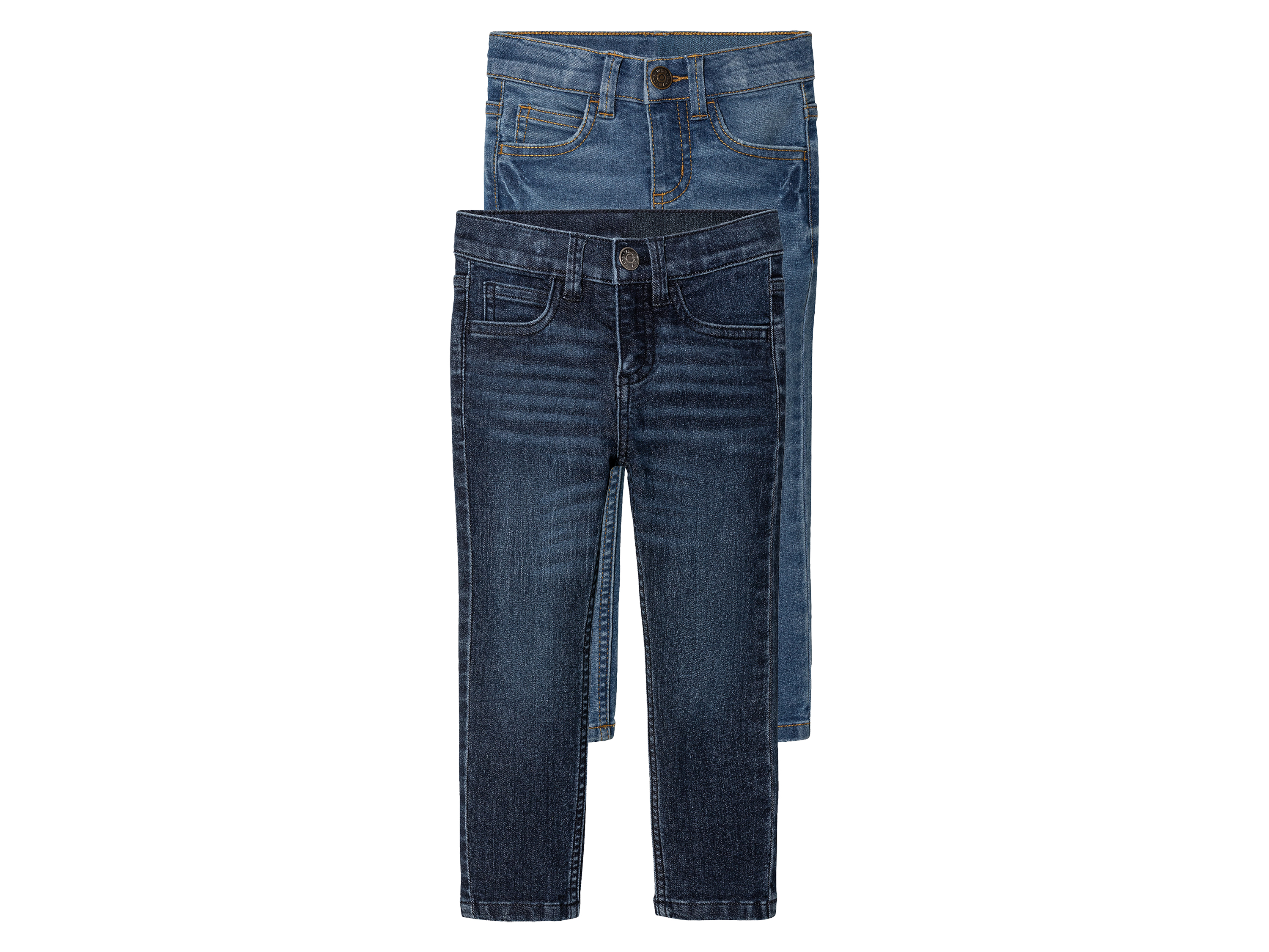 lupilu Jeansy dziecięce slim fit, 2 pary Ciemnoniebieski/ jasnoniebieski, 128