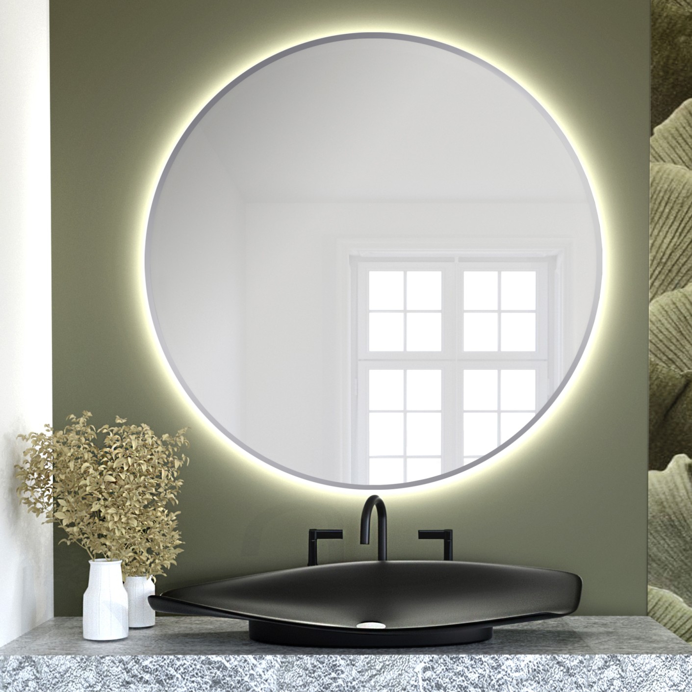 Darmowa Dostawa - Lustro 100x100 cm okrągłe z oświetleniem srebrny Baltica Design Bright 5904107900551