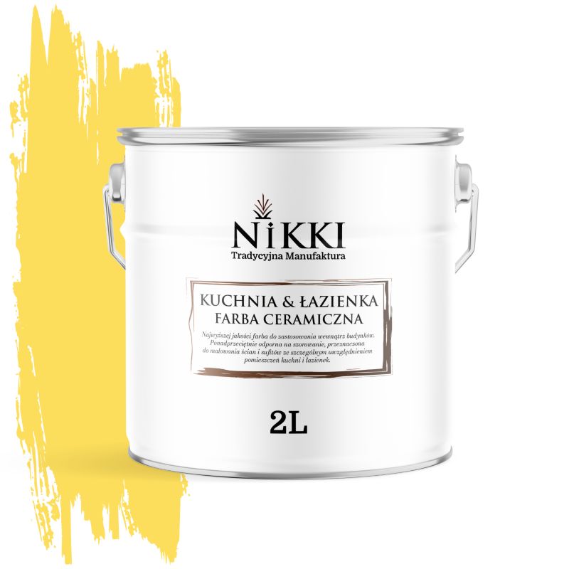Farba Ceramiczna do Kuchni i Łazienki Zmywalna NIKKI Żółty H6872 Głęboki Mat 2L