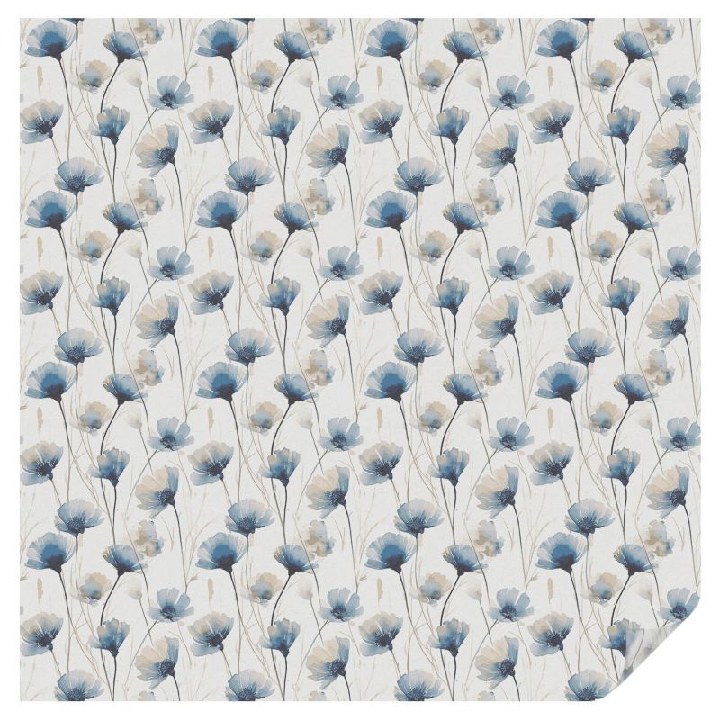 Folia Witrażowa Tulup 100x100 cm Samoprzylepna na Okno Stylowy motyw kwiatowy w odcieniach niebieskiego 1 rol.