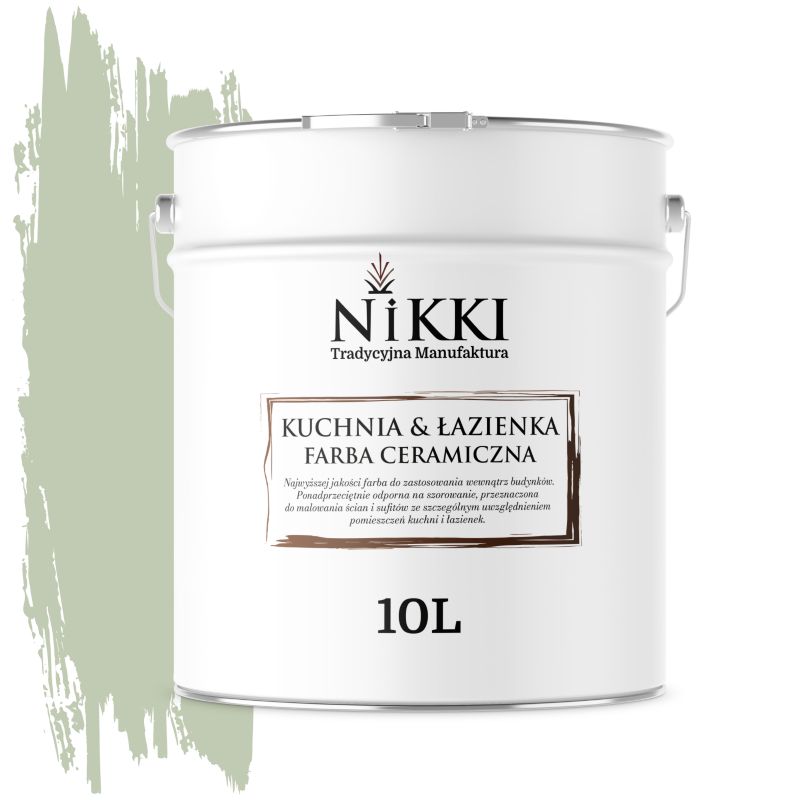 Farba Ceramiczna do Kuchni i Łazienki Zmywalna NIKKI Oliwkowy H2055 Głęboki Mat 10L
