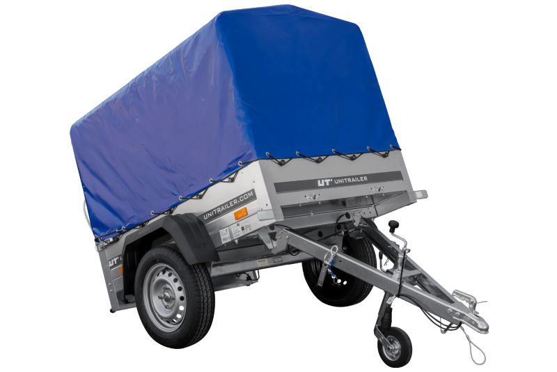 Przyczepka lekka 150x106 UNITRAILER GARDEN 150 KIPP ze stelażem H-800 i plandeką niebieską 1 szt.