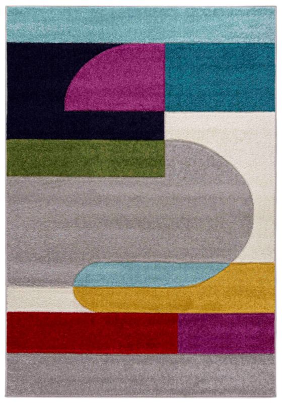 Dywan młodzieżowy nowoczesny, geometryczny 120x170cm Atlanta A091A Mazovia - kolorowy, na ogrzewanie podłogowe, 1szt.