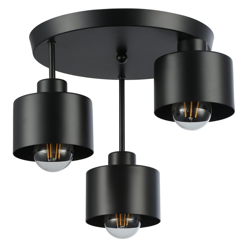 Lampa sufitowa kinkiet MasterLED Elza 3x E27 okrągła czarna mat 1 szt.