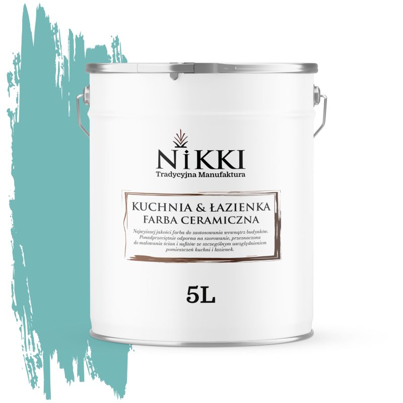 Farba Ceramiczna do Kuchni i Łazienki Zmywalna NIKKI Turkusowy H1441 Głęboki Mat 5L