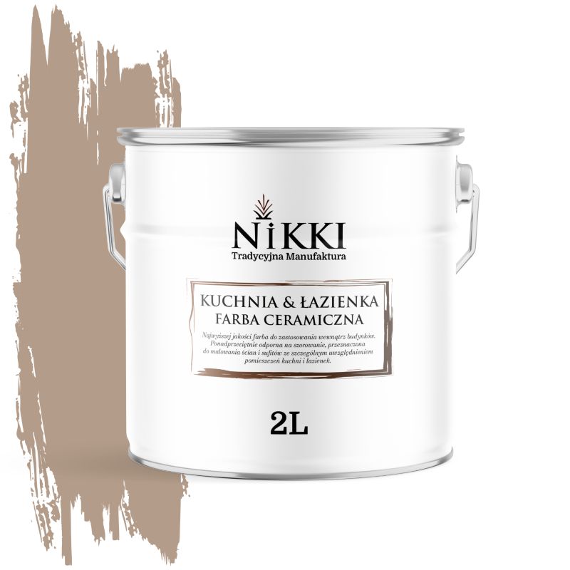 Farba Ceramiczna do Kuchni i Łazienki Zmywalna NIKKI Orzechowy H4934 Głęboki Mat 2L