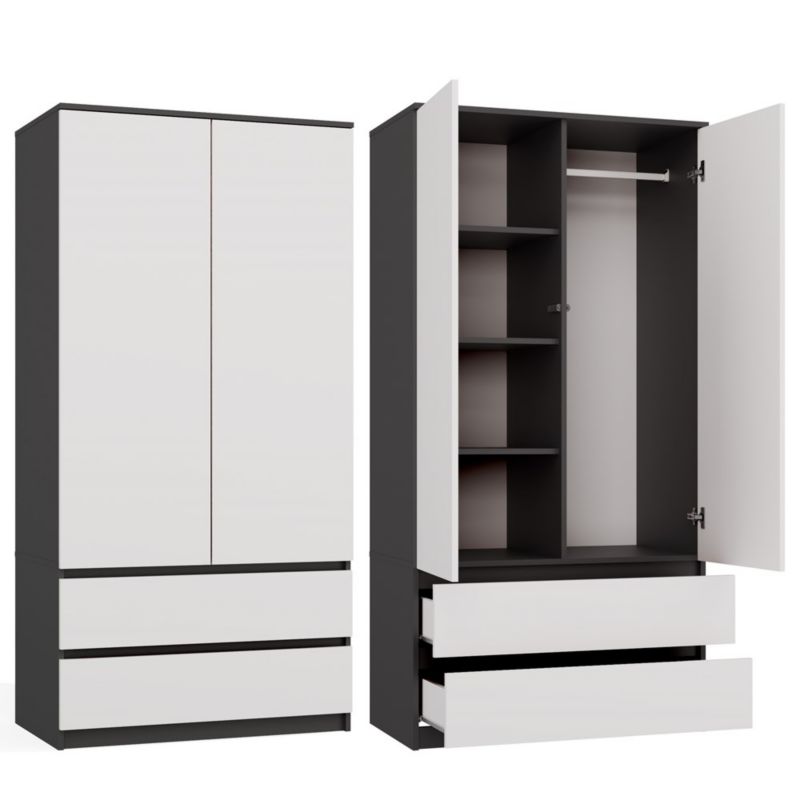 Szafa Malwa SS-90 Antracyt Biel 90x180x50 cm 1szt