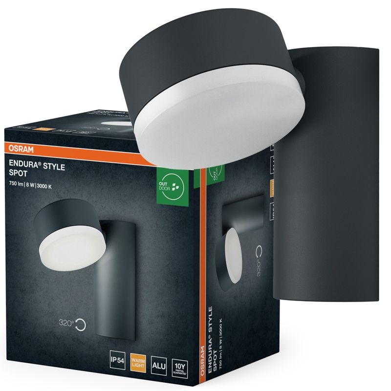 Kinkiet Ogrodowy Endura Osram Lampa Elewacyjna Zewnętrzna LED 8W 440lm 3000K Szary IP44 1 szt.