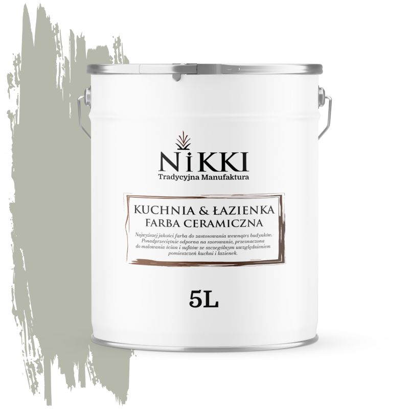Farba Ceramiczna do Kuchni i Łazienki Zmywalna NIKKI Khaki H1747 Głęboki Mat 5L