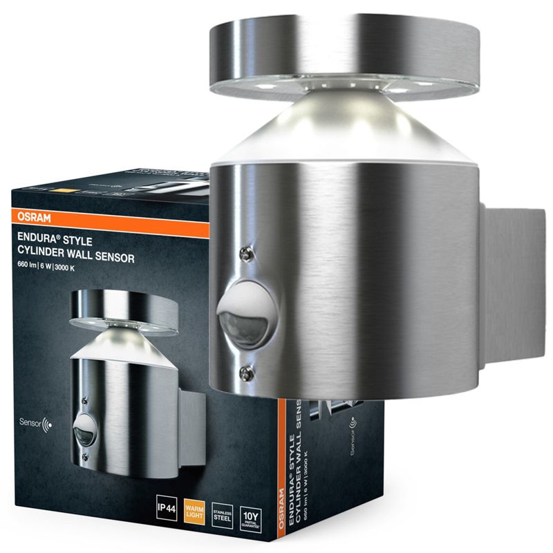 Kinkiet Ogrodowy Endura Osram Lampa Elewacyjna z Czujnikiem Ruchu i Zmierzchu 6W 360lm 3000K Aluminium IP44 1 szt.