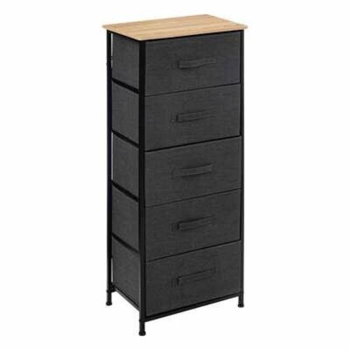 Komoda Tissa 5FIVE SIMPLY SMART komoda czarna z 5 szufladami na nóżkach 114 cm do salonu lub sypialni 1 szt.