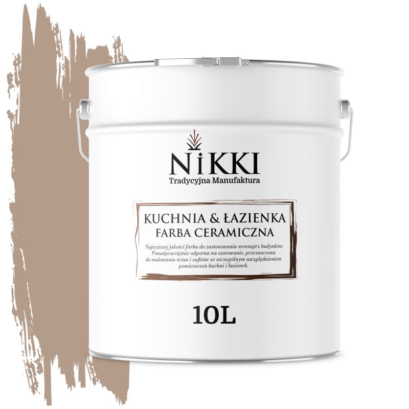 Farba Ceramiczna do Kuchni i Łazienki Zmywalna NIKKI Orzechowy H4934 Głęboki Mat 10L