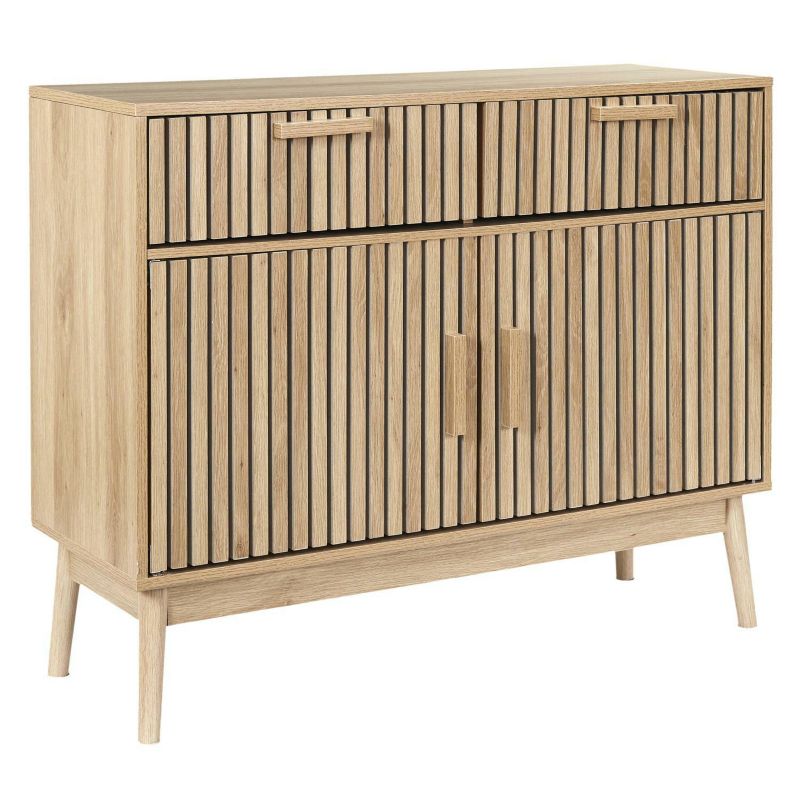 Lamelowa komoda LINEA HowHomely jasne drewno 100x80x35 cm 1 szt.