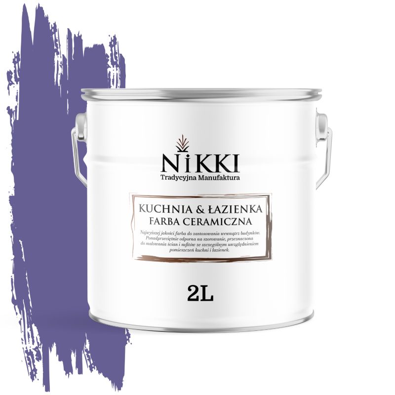Farba Ceramiczna do Kuchni i Łazienki Zmywalna NIKKI Fioletowy ciemny H2613 Głęboki Mat 2L