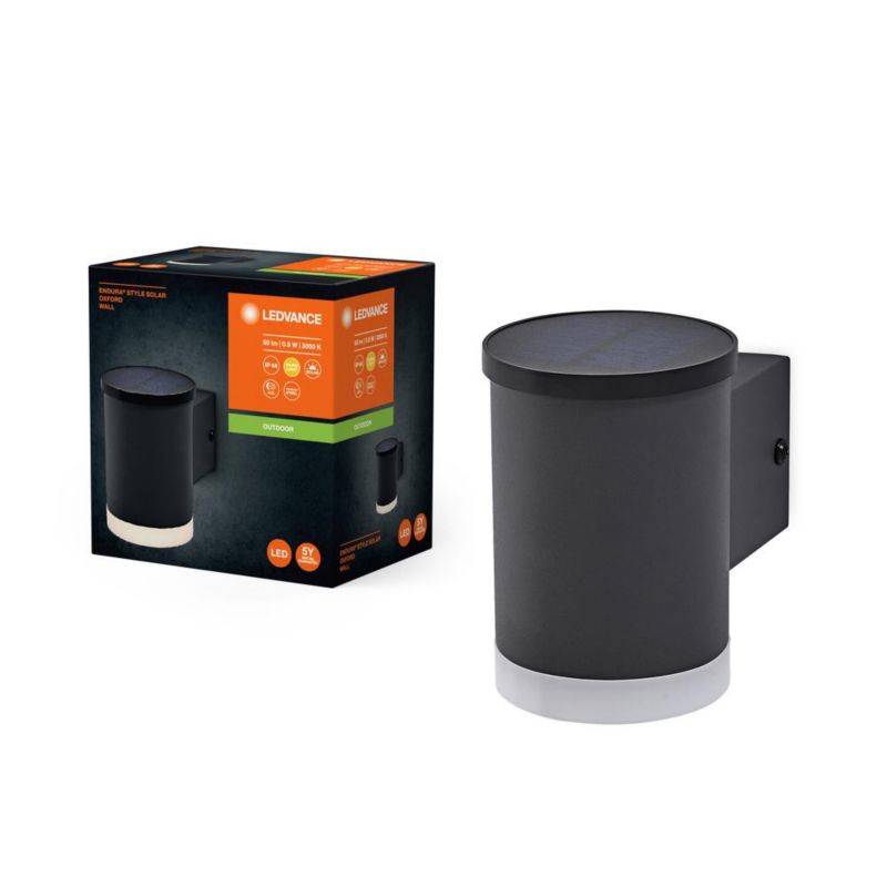 Lampa Solarna Ledvance Endura Kinkiet Elewacyjny LED 0.5W 50lm 3000K IP44 Szary Cylinder 11.5cm 1 szt