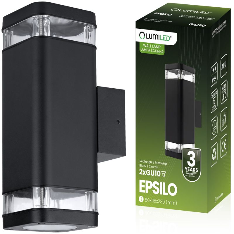 Lampa Ogrodowa Lumiled Zewnętrzna Kinkiet Elewacyjny 2x GU10 LED IP54 1 szt.