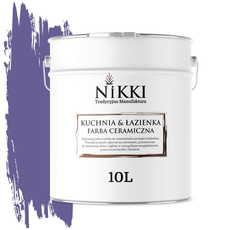 Farba Ceramiczna do Kuchni i Łazienki Zmywalna NIKKI Fioletowy ciemny H2613 Głęboki Mat 10L