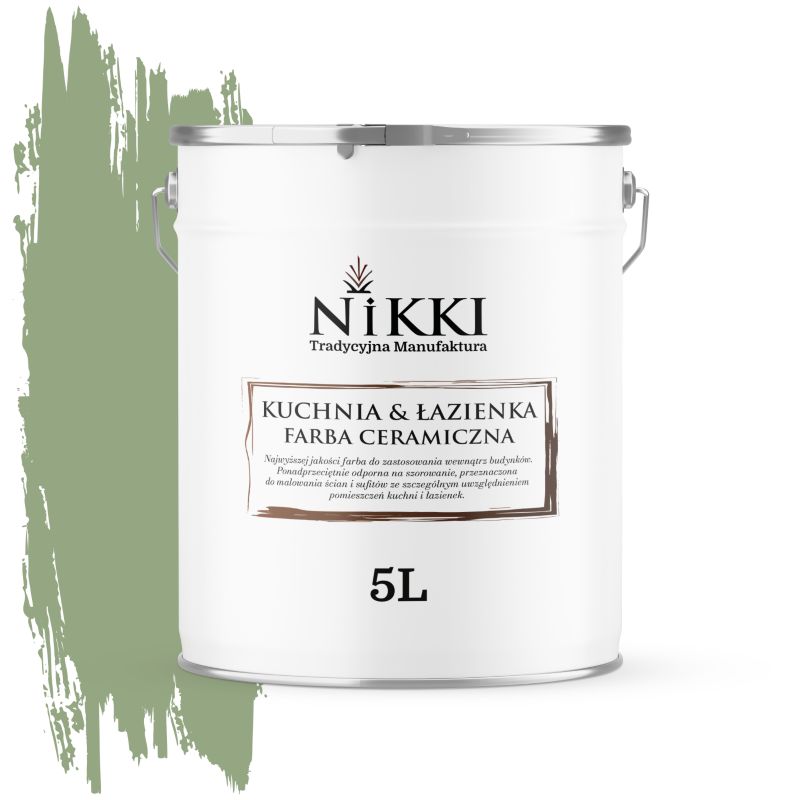 Farba Ceramiczna do Kuchni i Łazienki Zmywalna NIKKI Oliwkowy ciemny H2036 Głęboki Mat 5L