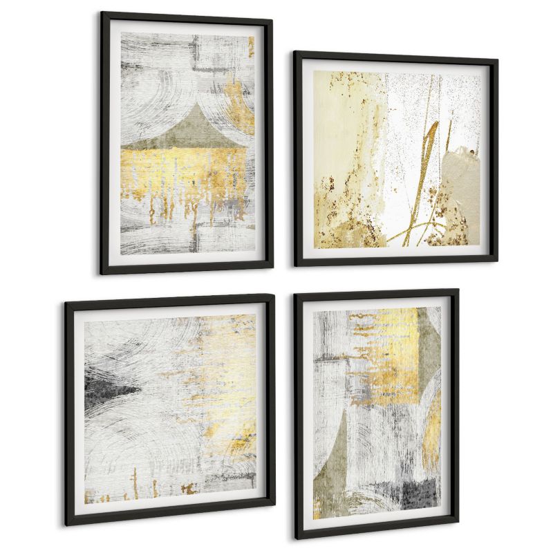 Zestaw 4 Obrazów ArtPrintCave (2x50x50+2x40x60cm) Czarna rama Abstrakcyjne minimalistyczne wzory 1 kpl.