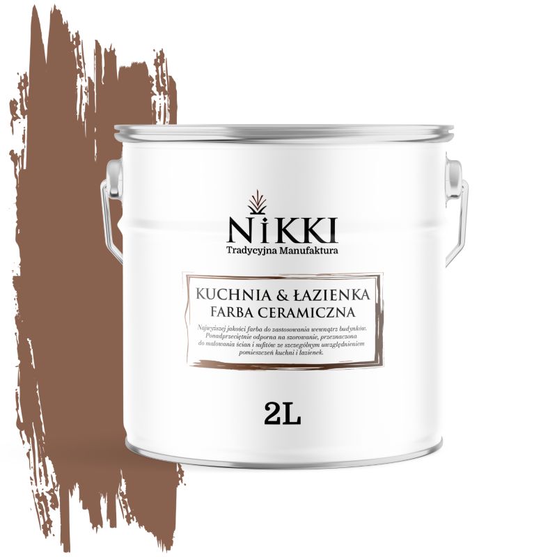 Farba Ceramiczna do Kuchni i Łazienki Zmywalna NIKKI Czekoladowy H4515 Głęboki Mat 2L