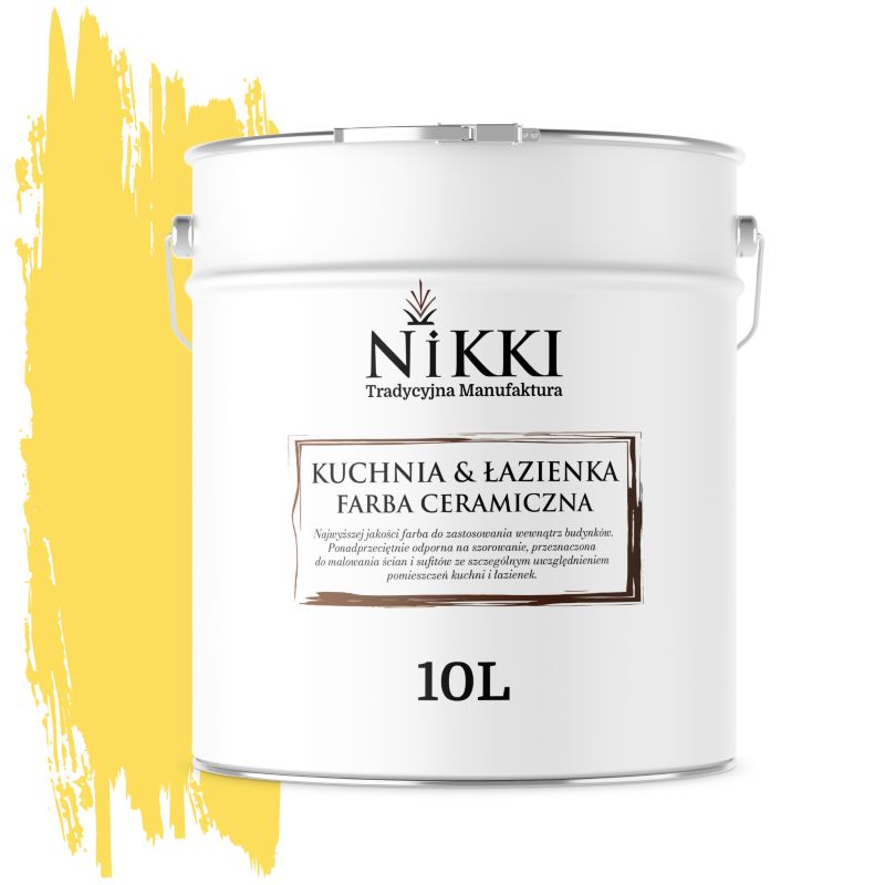 Farba Ceramiczna do Kuchni i Łazienki Zmywalna NIKKI Żółty H6872 Głęboki Mat 10L