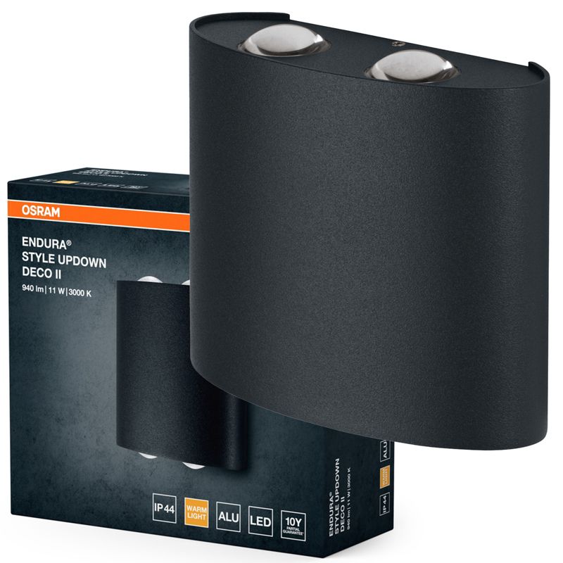 Kinkiet Ogrodowy Endura Osram Lampa Elewacyjna Zewnętrzna LED 10.5W 550lm 3000K Szary IP44 1 szt.