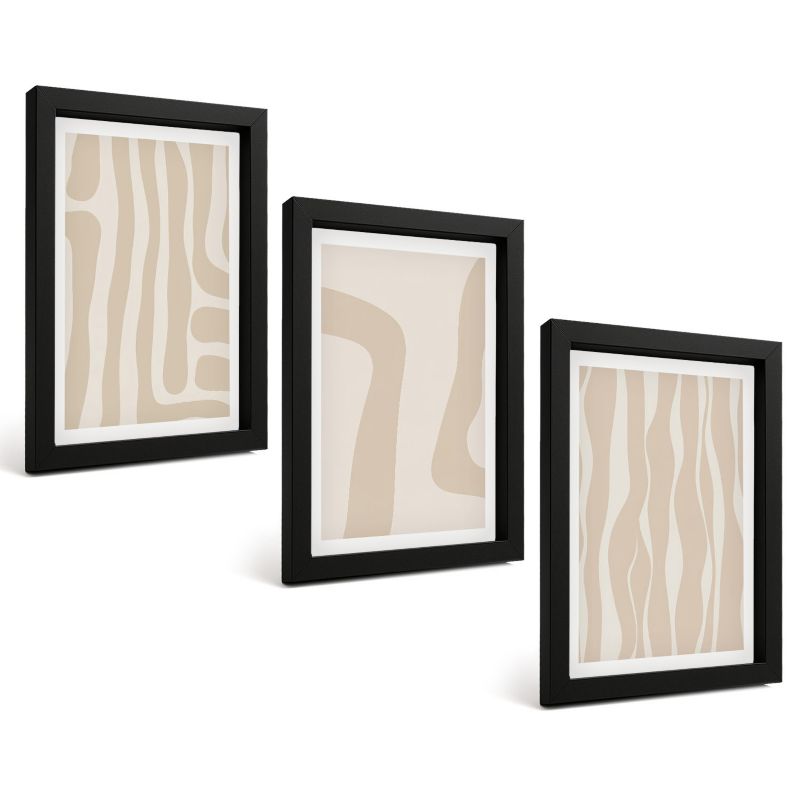 Zestaw Obrazów 3 Częściowy ArtPrintCave Czarne Ramki 20x30 cm Dekoracja do Sypialni Abstrakcyjne wzory boho styl 1 kpl.